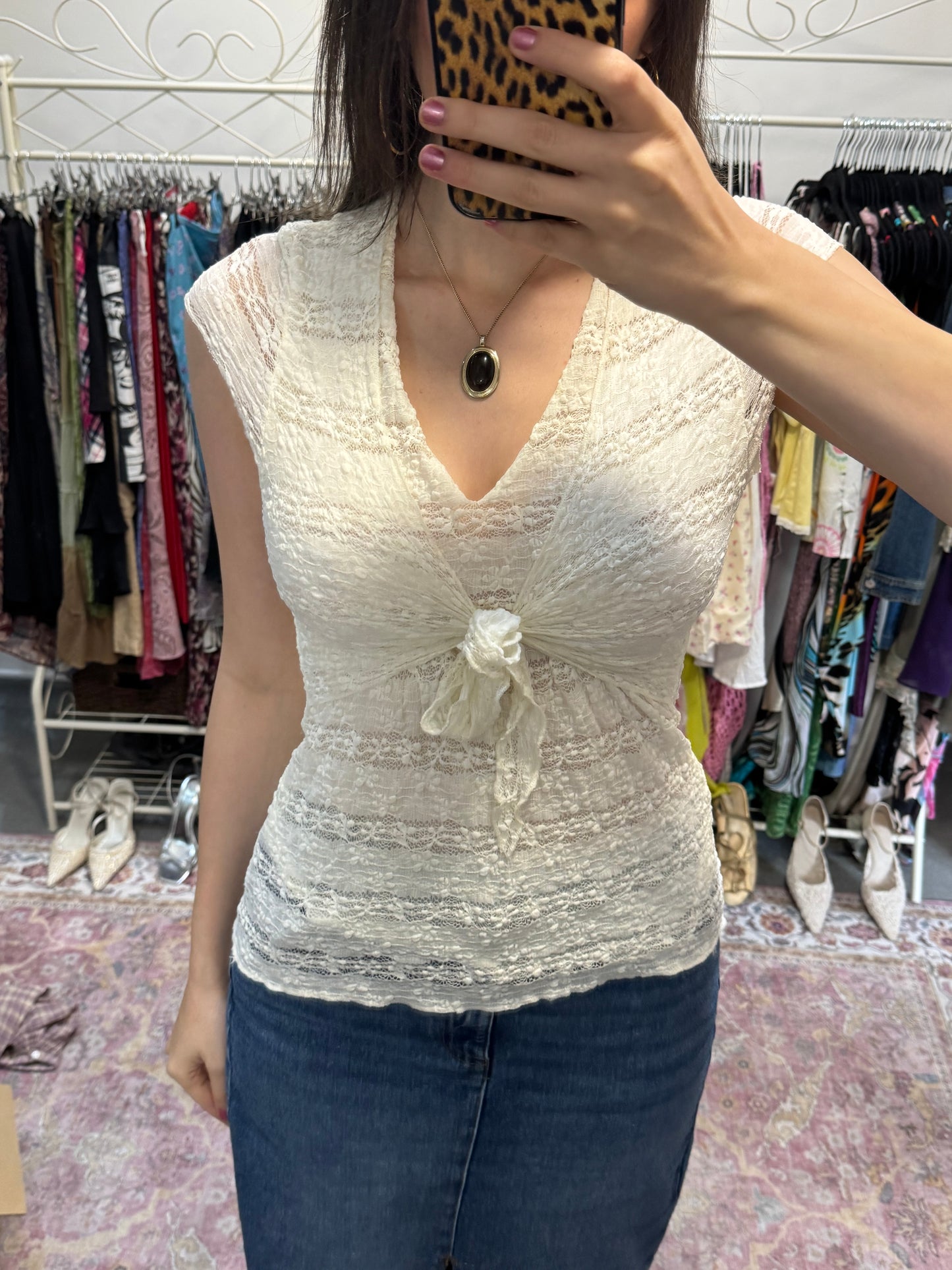 Vintage 00’s lace tie front top