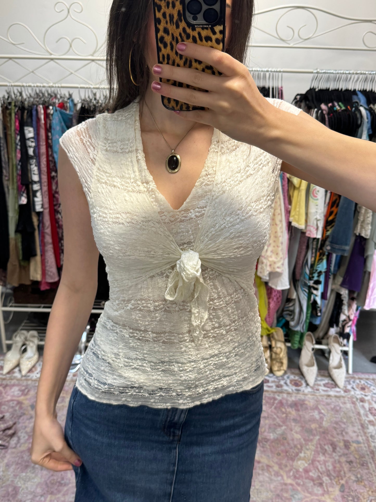Vintage 00’s lace tie front top