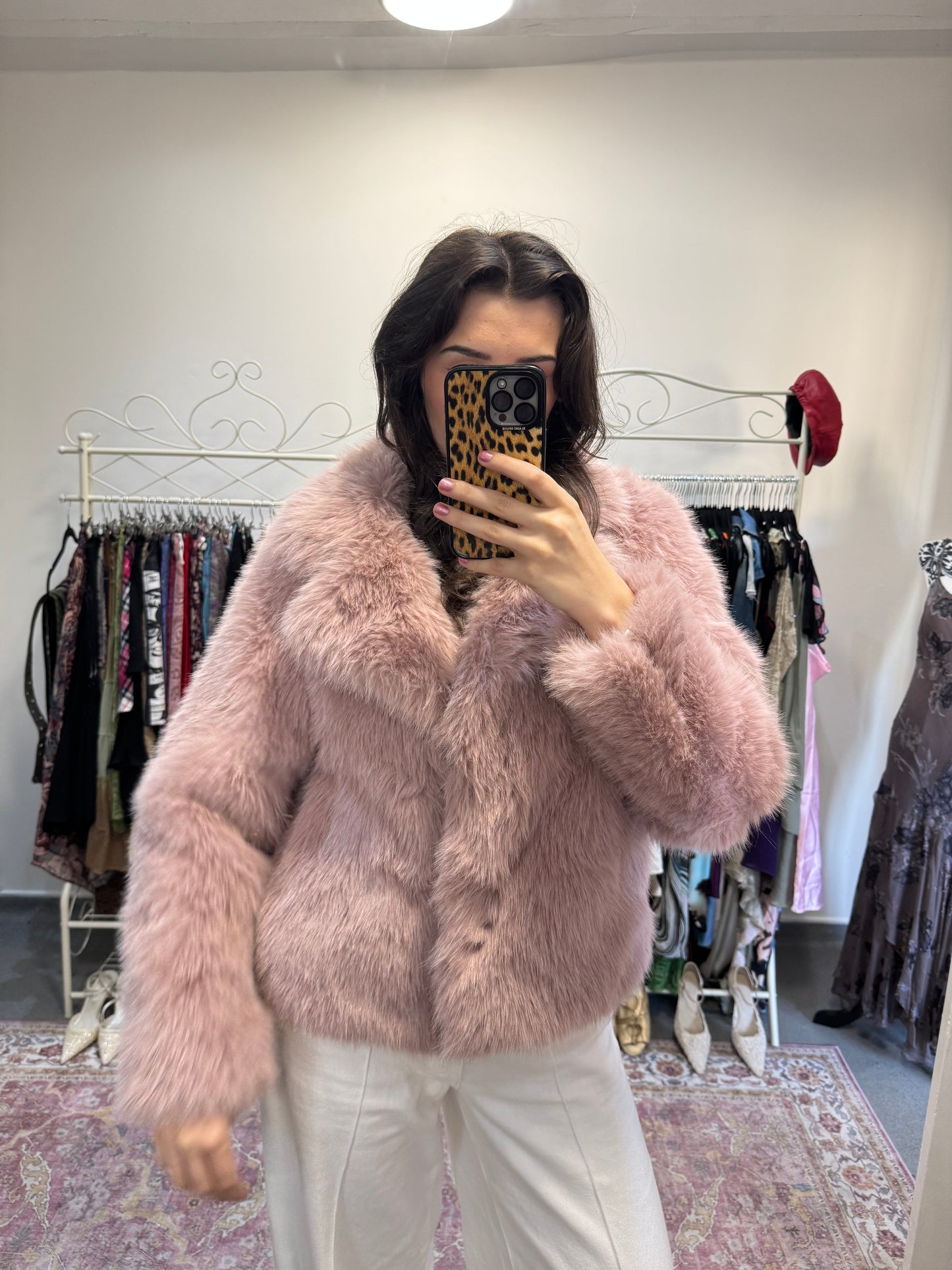 Blush fur coat