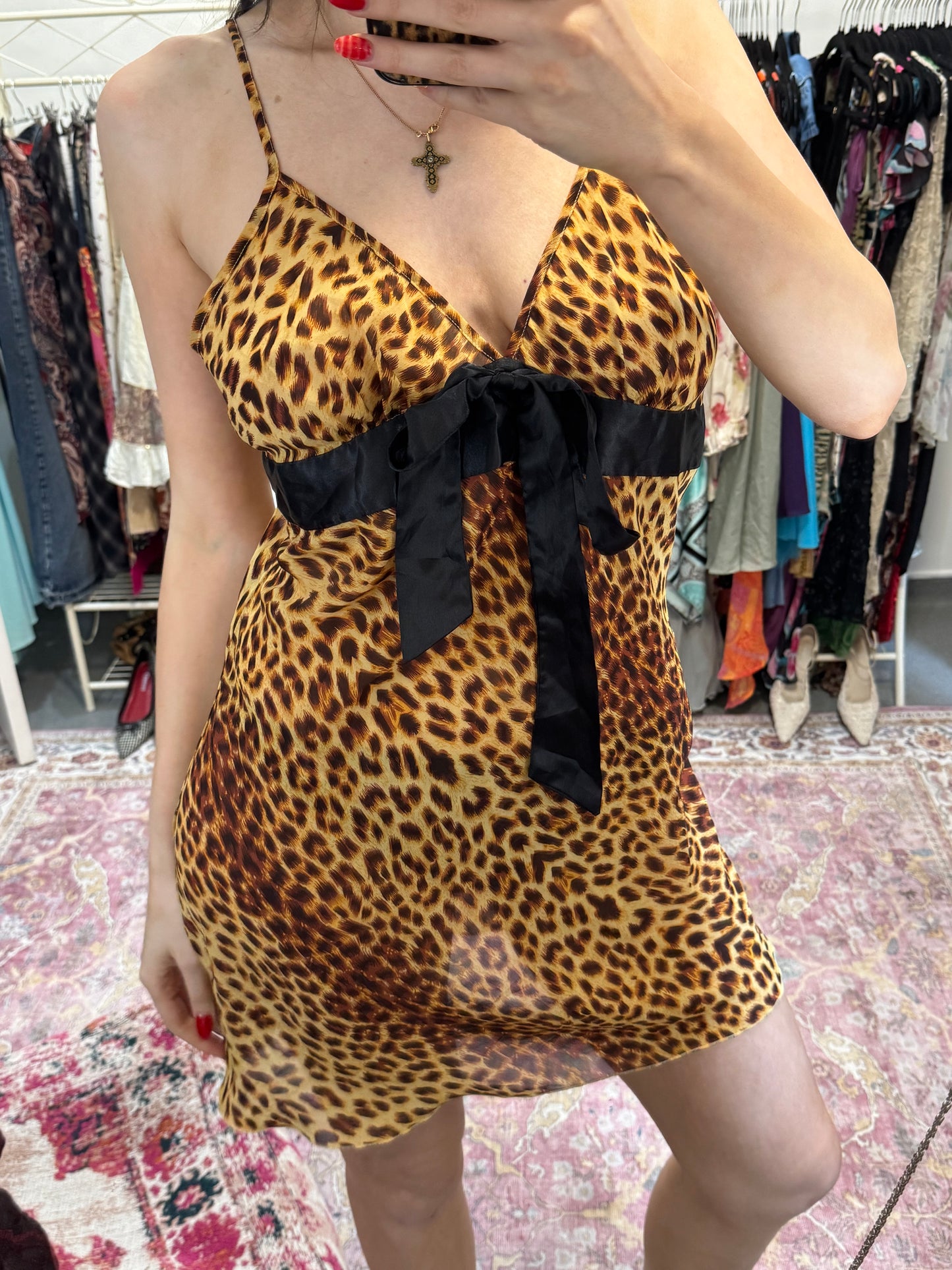 Vintage 00’s leopard print slip mini dress