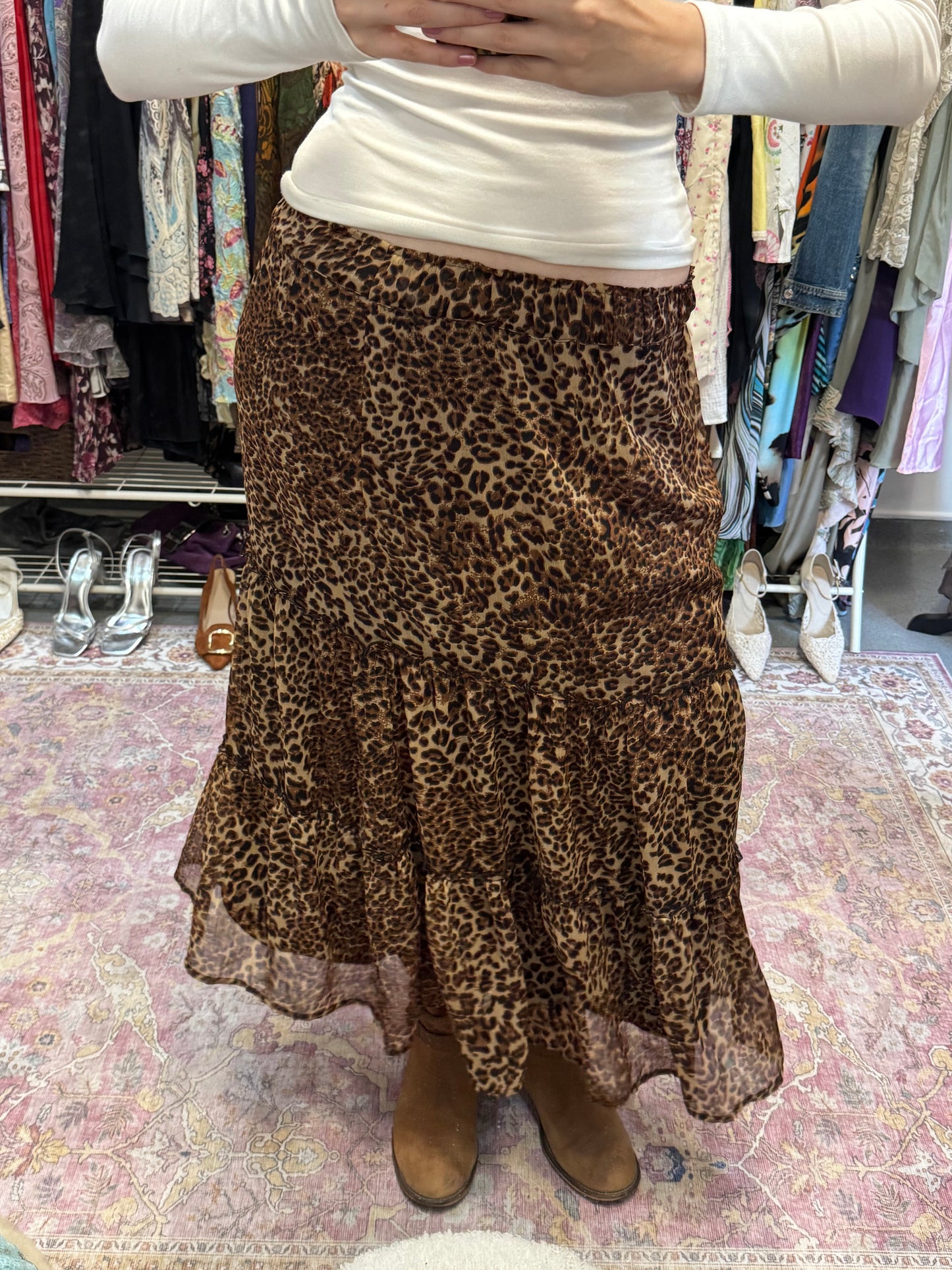 Newlook leoaprd print maxi skirt