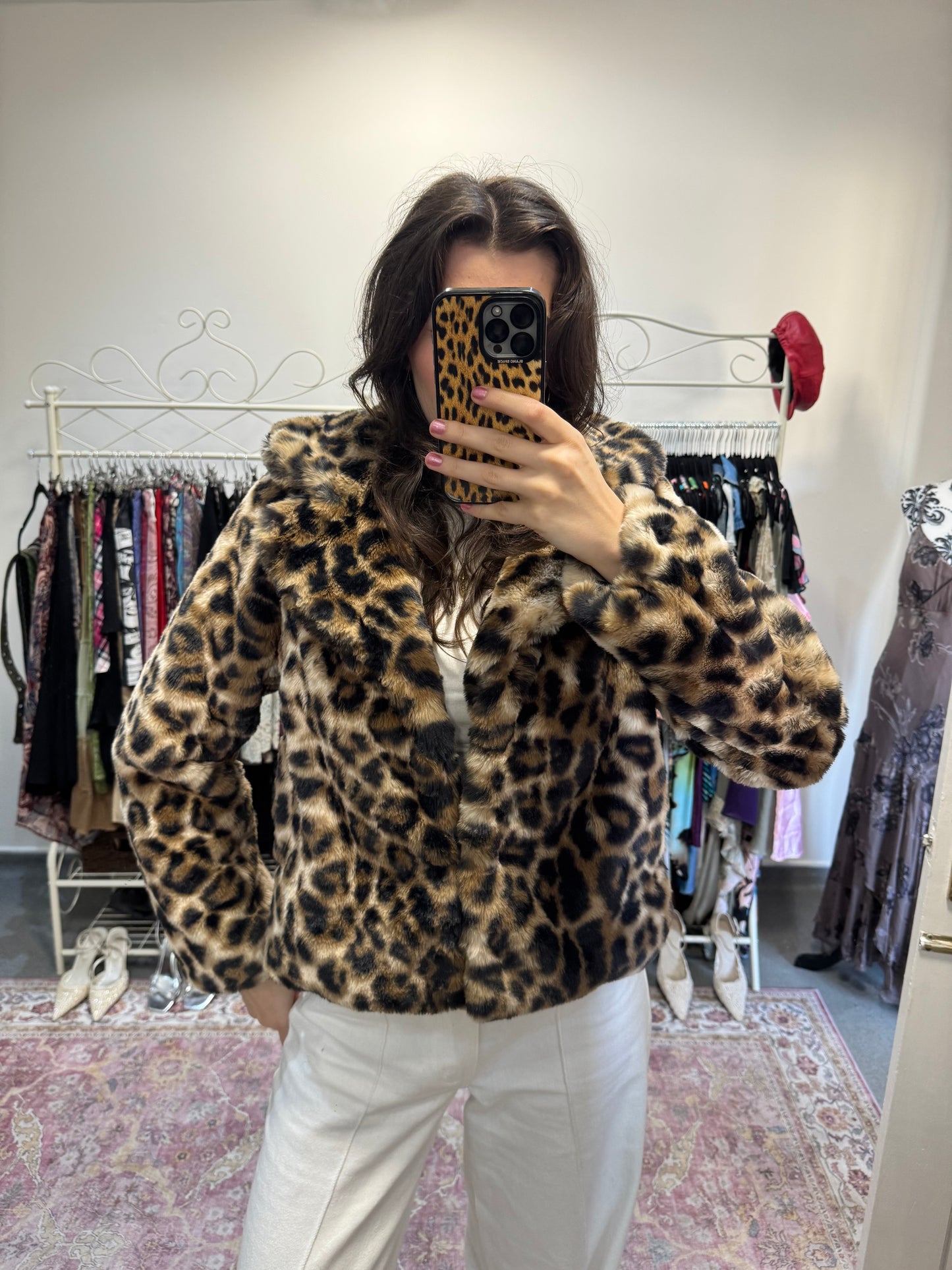 Newlook leopard print fur coat