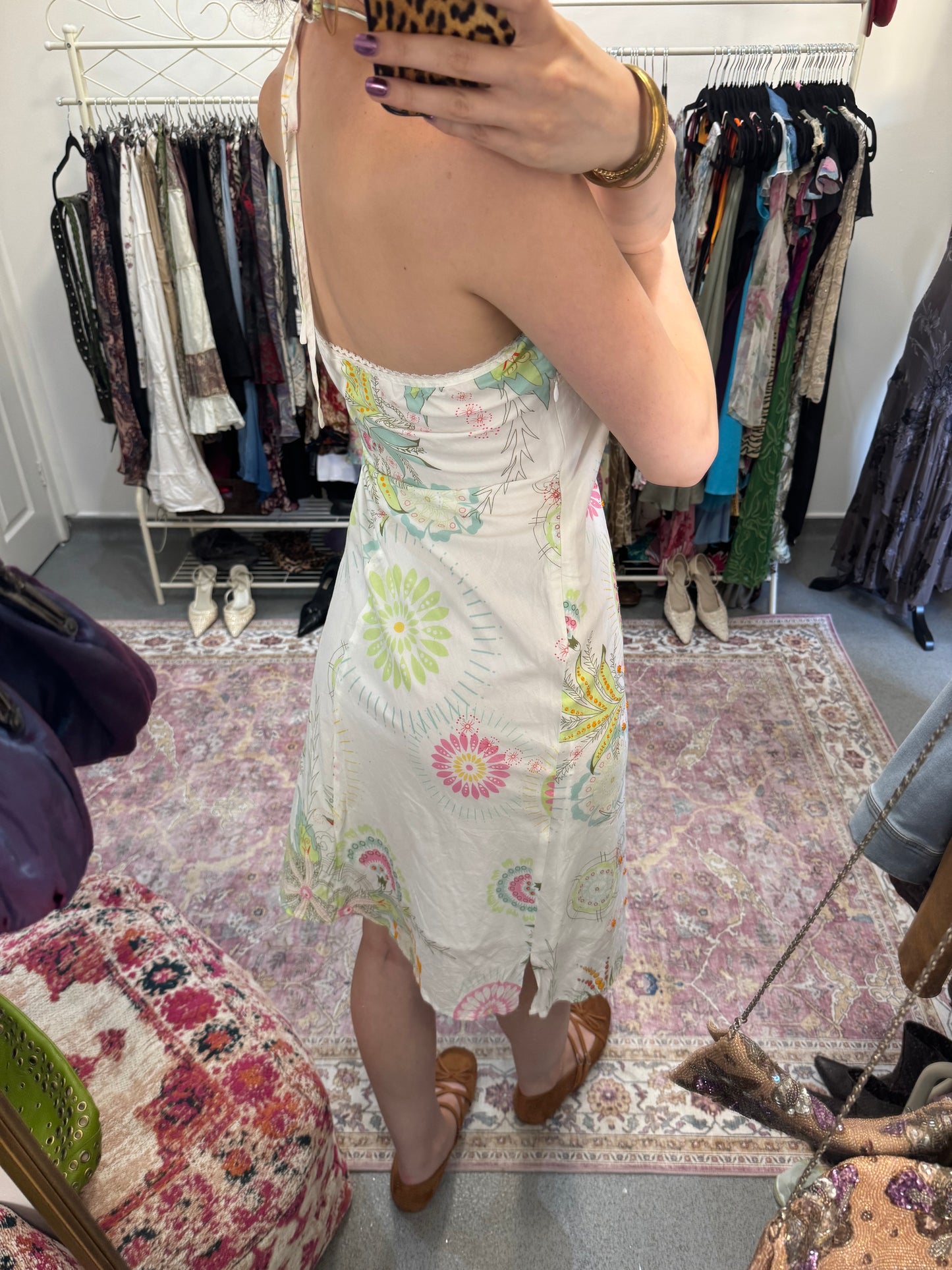 Vintage 00’s beautiful embellished halter neck midi dress