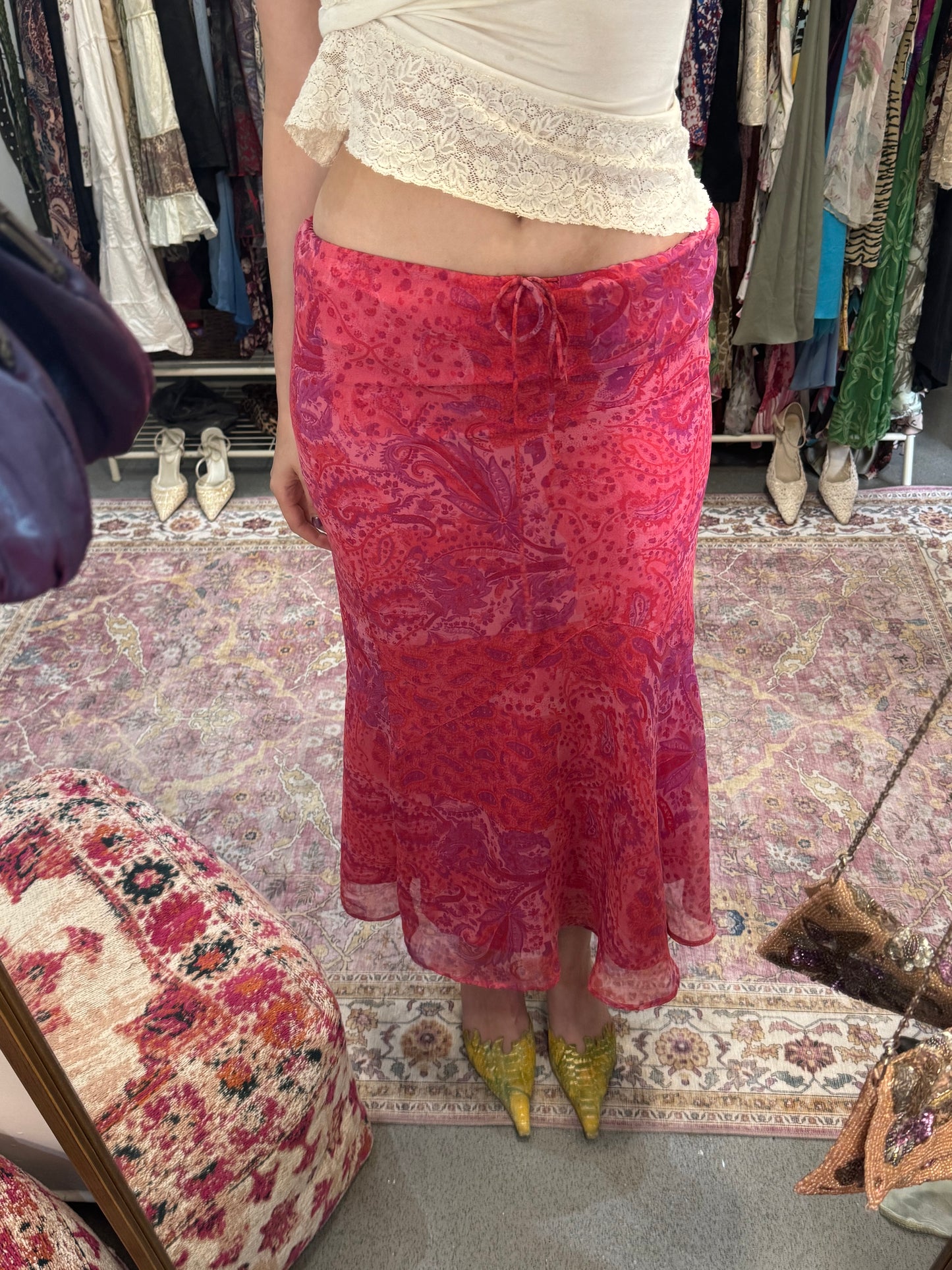 Vintage 00’s paisley fishtail maxi skirt