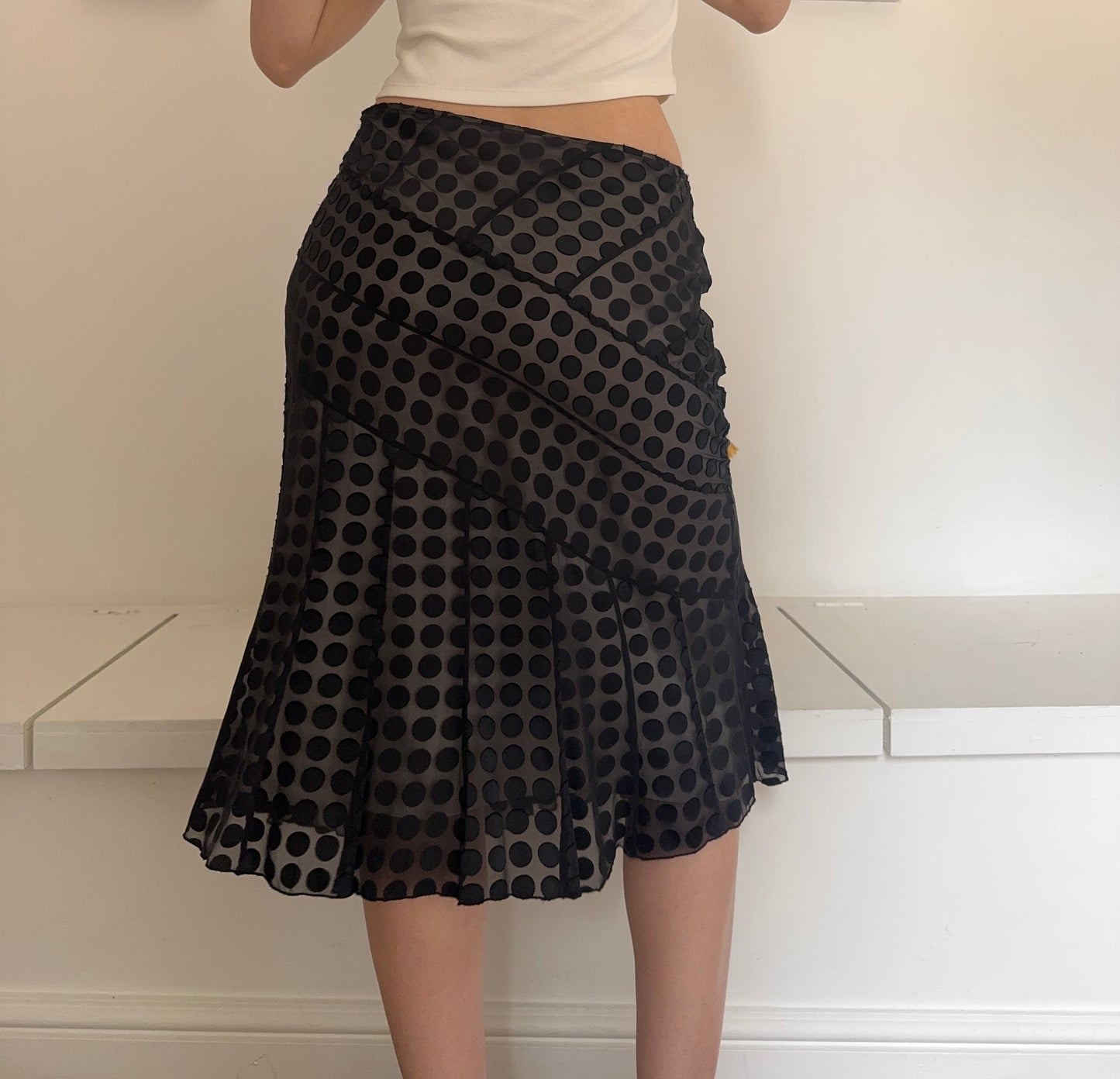 Vintage polka dot midi skirt