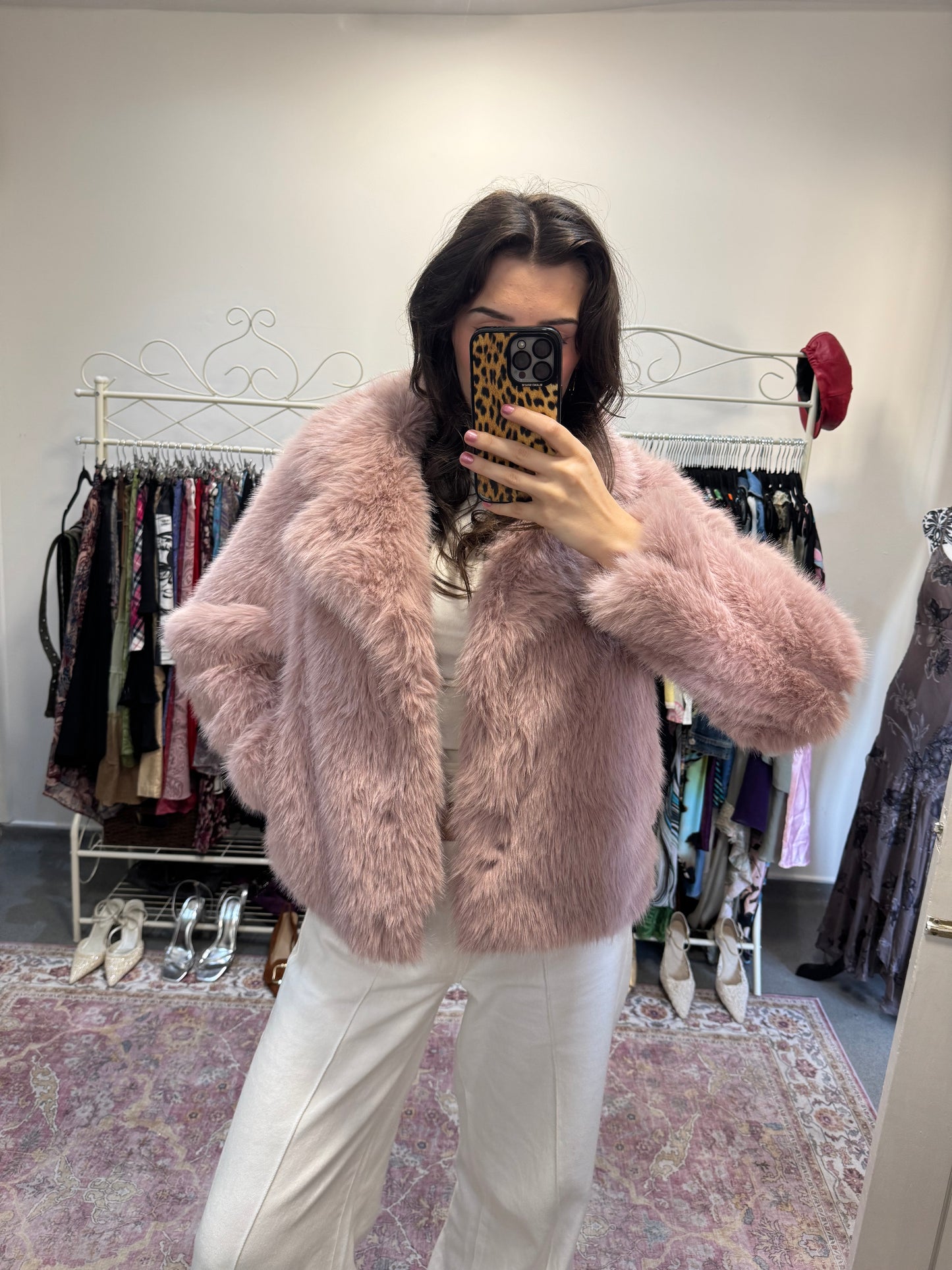 Blush fur coat