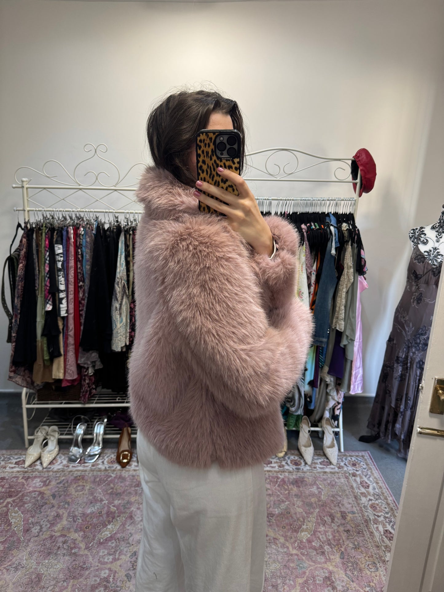 Blush fur coat