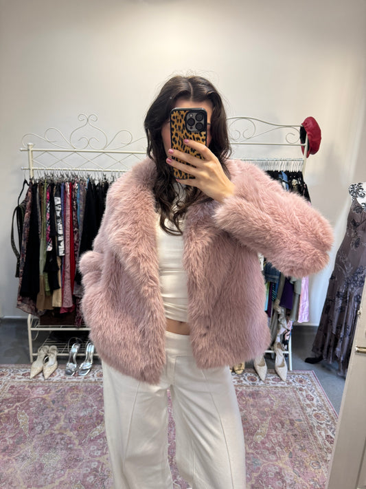 Blush fur coat