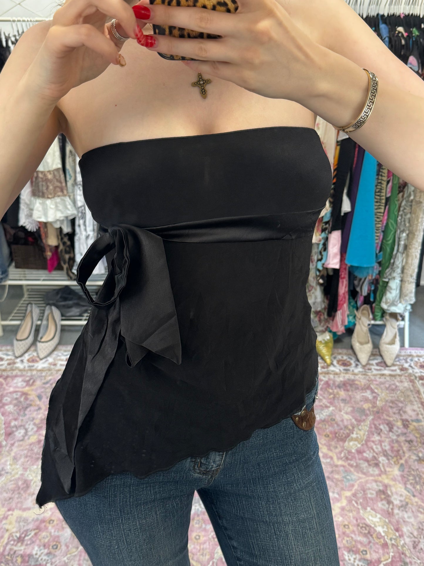 Vintage 00’s ribbon detailed asymmetrical top