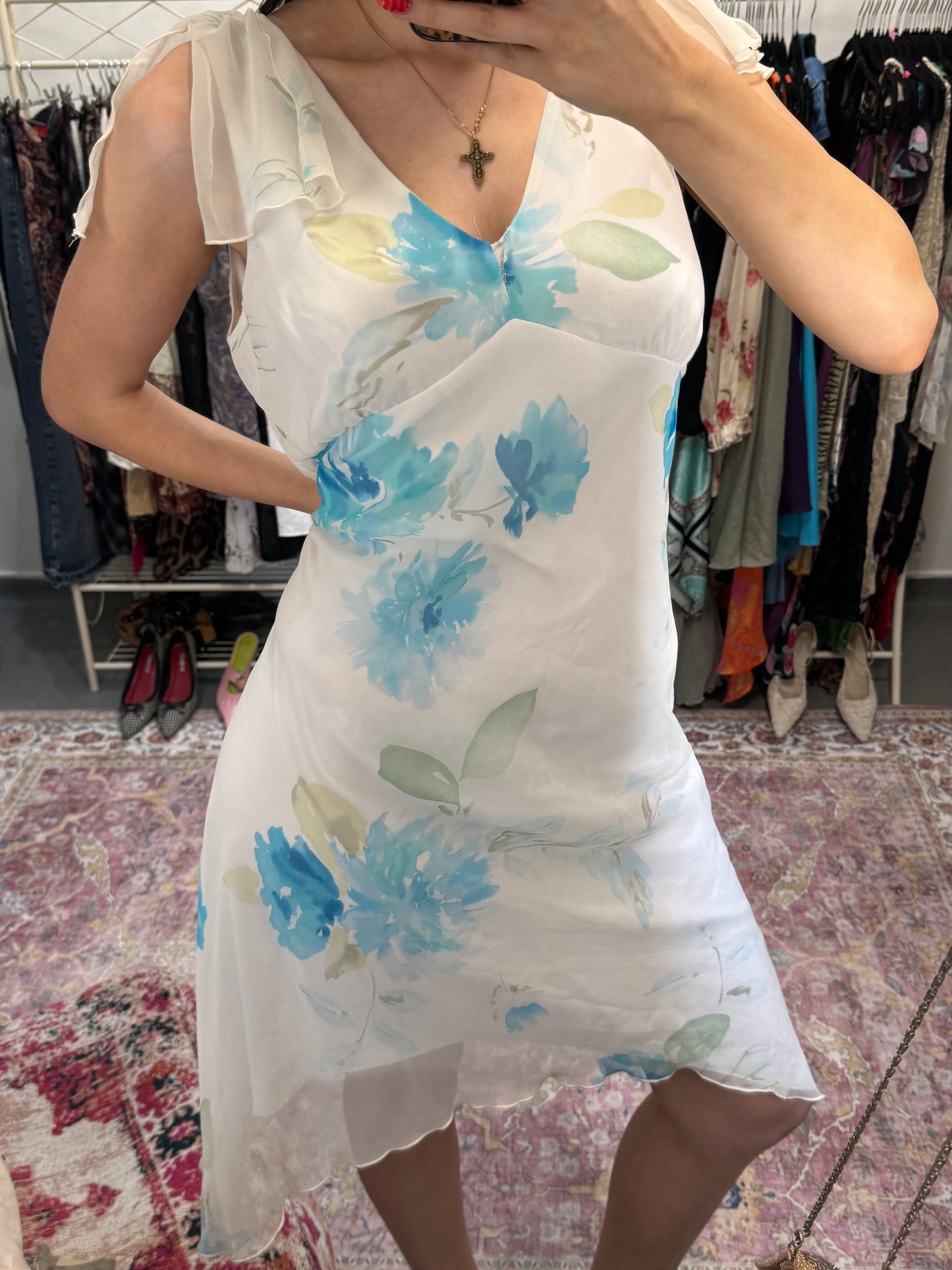 Vintage floral floaty midi dress