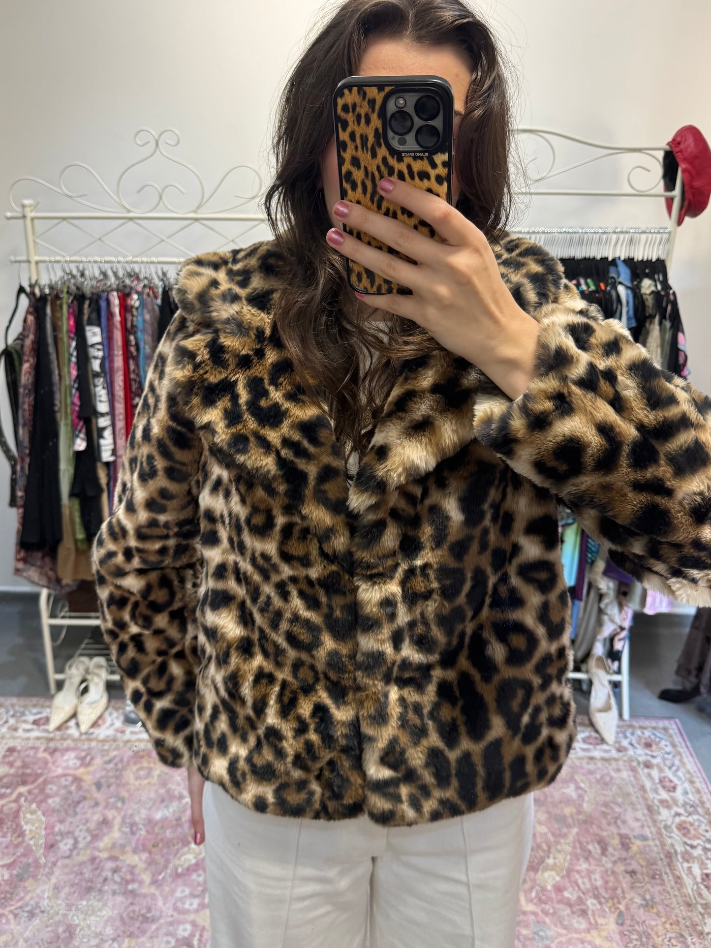 Newlook leopard print fur coat