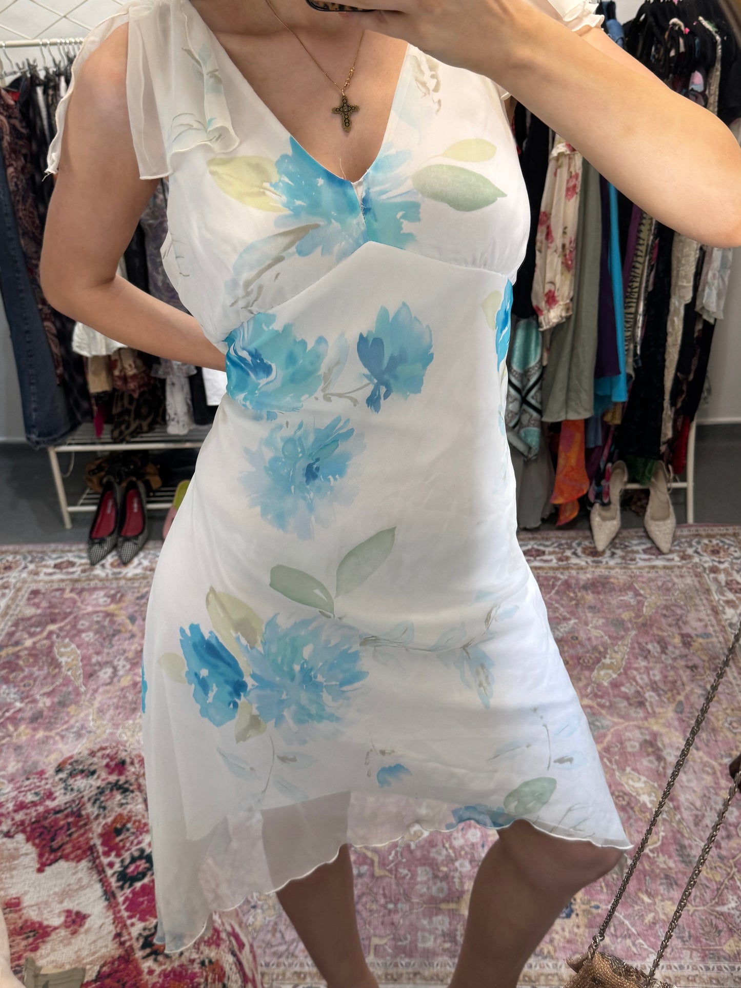 Vintage floral floaty midi dress