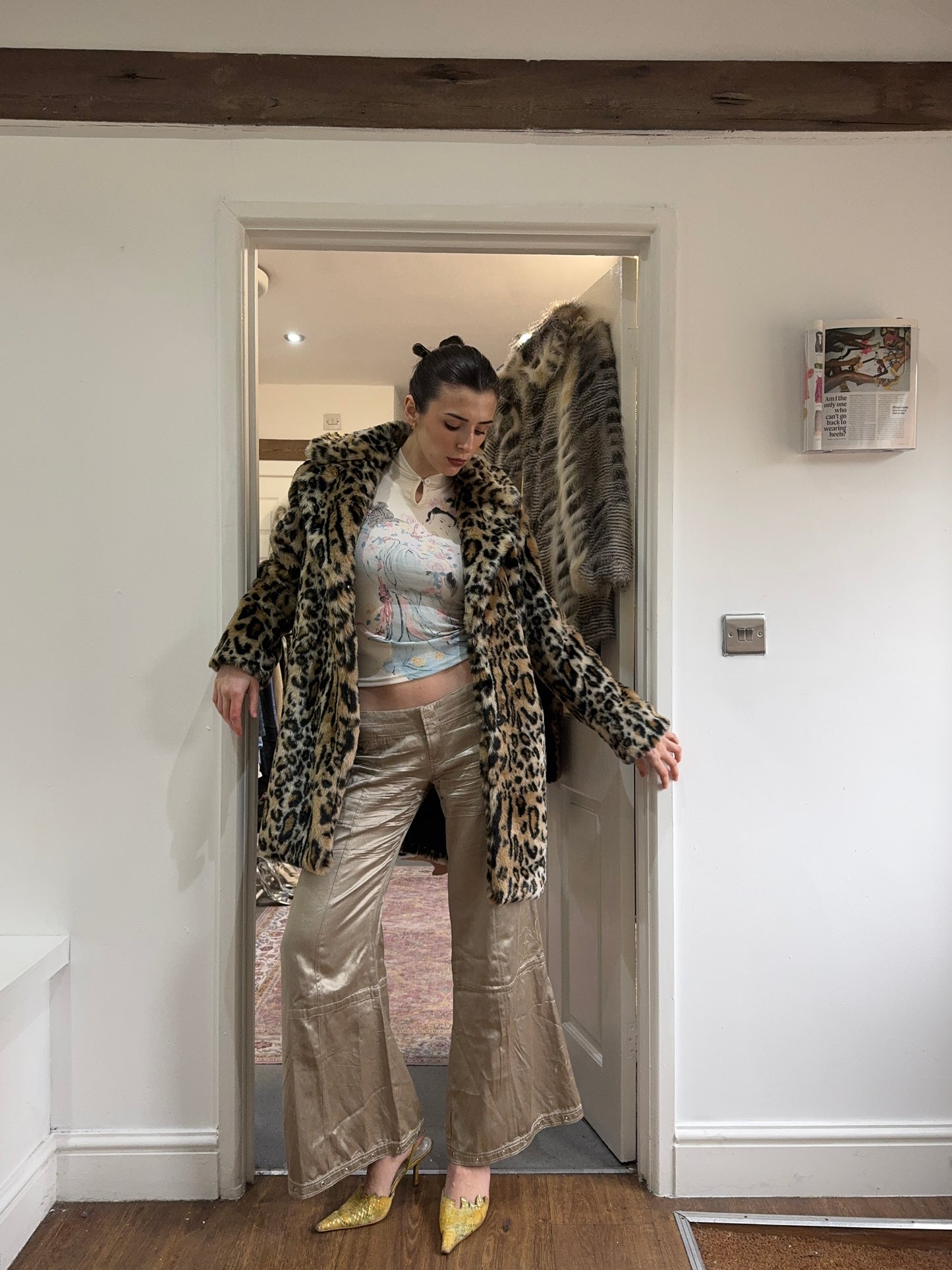 leopard print fur coat