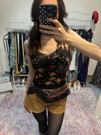 Vintage floral lace trim 00’s cami
