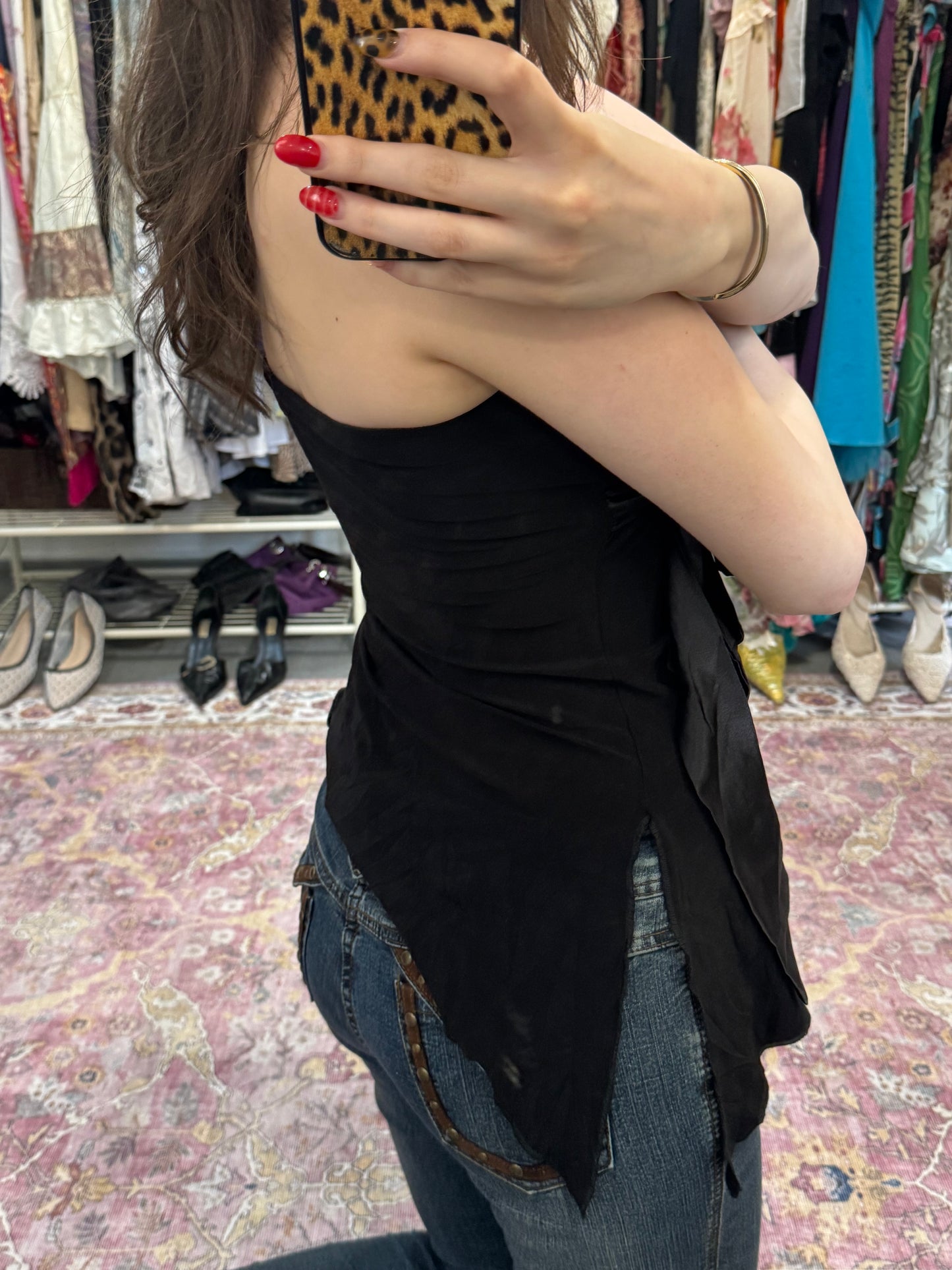 Vintage 00’s ribbon detailed asymmetrical top