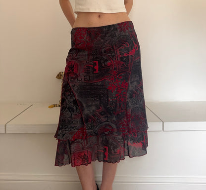 Vintage 00’s grunge graphic midi skirt