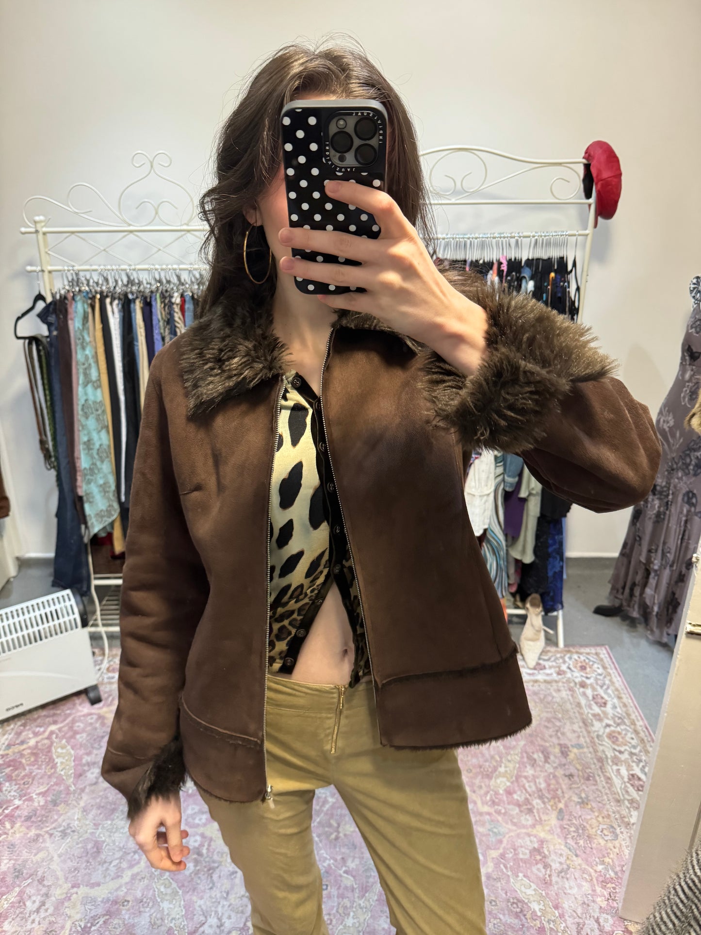 Vintage papaya faux fur coat
