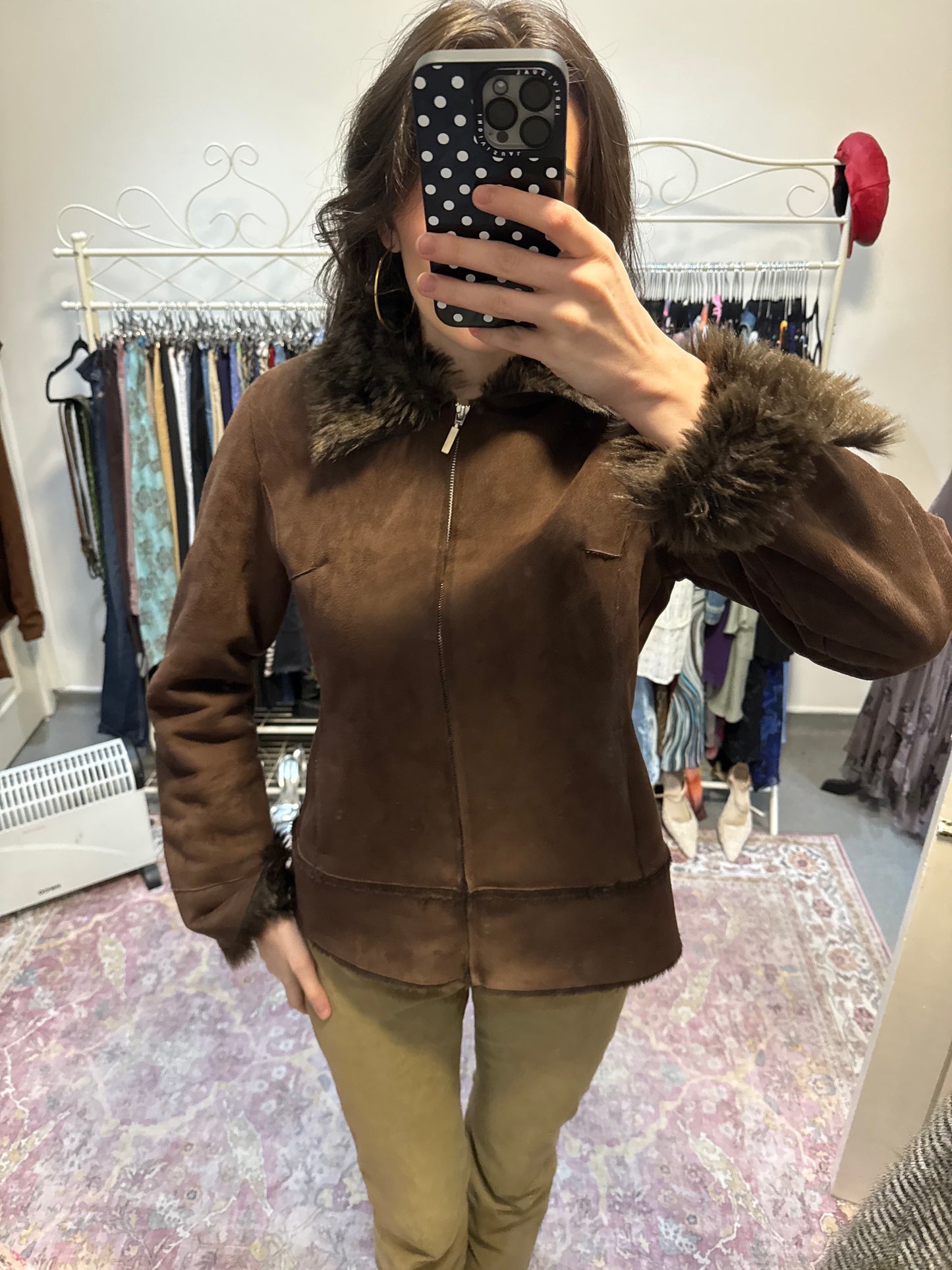 Vintage papaya faux fur coat