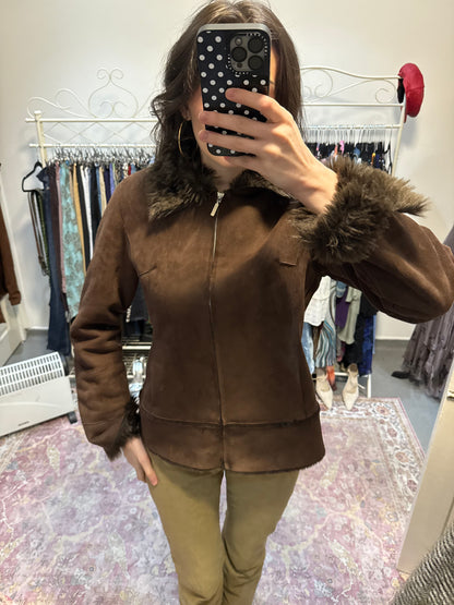 Vintage papaya faux fur coat