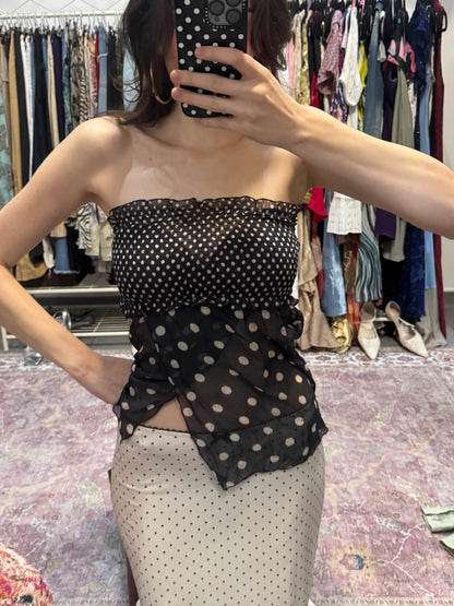 Vintage 00’s polka dott off the shoulder floaty split top