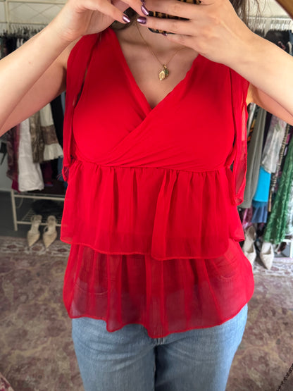 Vintage 00’s ruffled tie shoulder top
