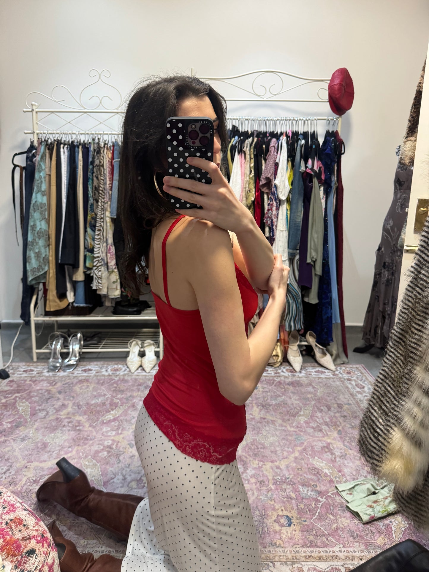 Vintage gem embellished laced camisole