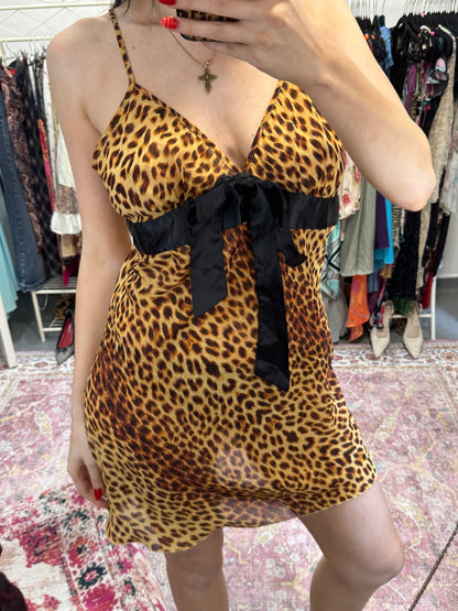 Vintage 00’s leopard print slip mini dress
