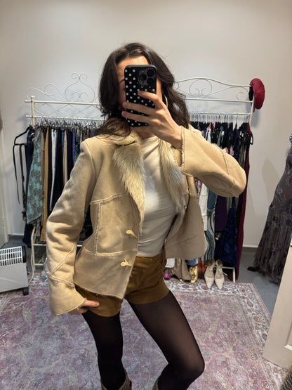 Vintage 00’s suede fur trim coat