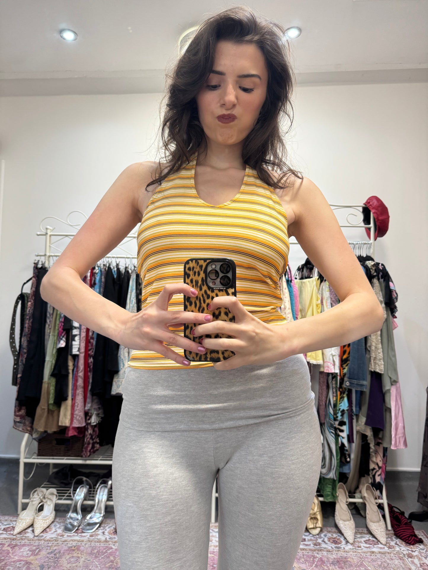 Vintage 00’s yellow striped halter