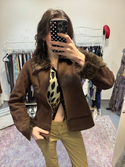 Vintage papaya faux fur coat