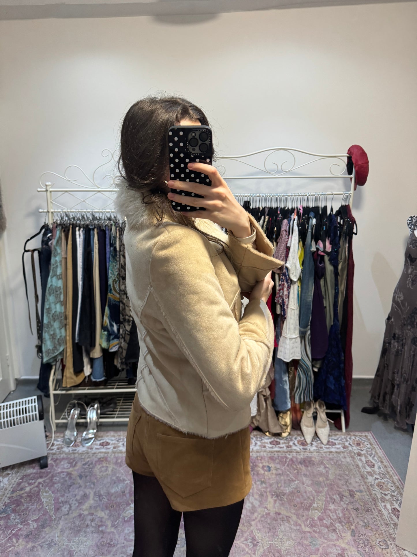 Vintage 00’s suede fur trim coat