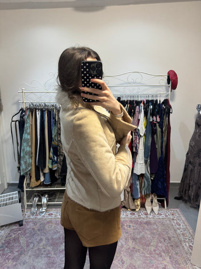 Vintage 00’s suede fur trim coat