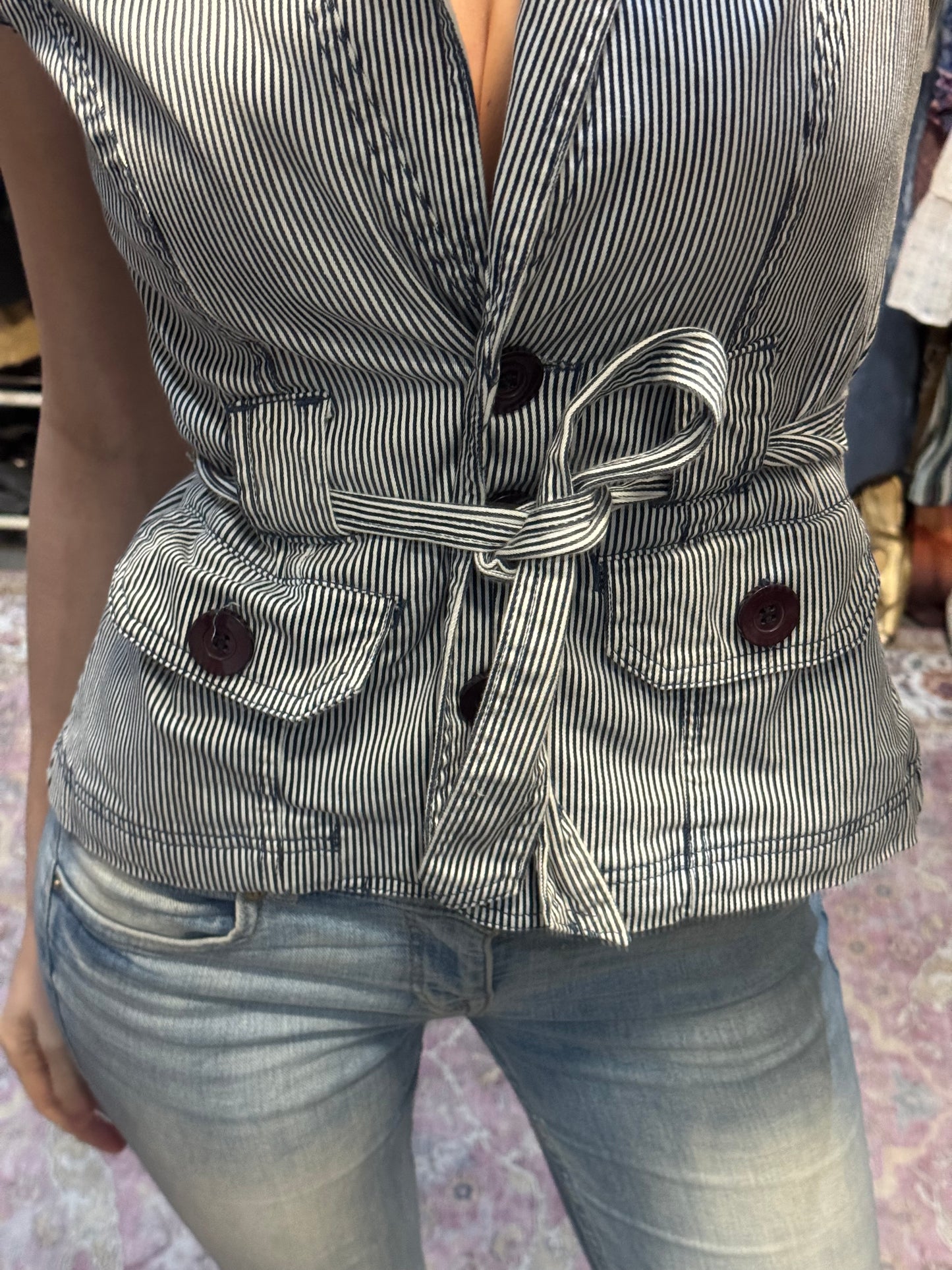 Vintage BAY denim striped top