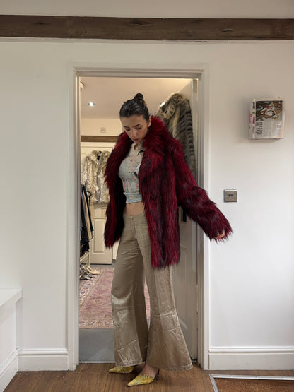 Vintage Topshop 00’s burgundy fur coat