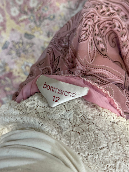 Vintage paisley pleated trim maxi skirt