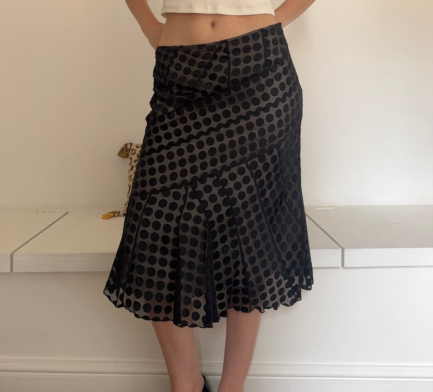 Vintage polka dot midi skirt