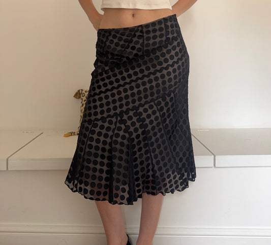 Vintage polka dot midi skirt