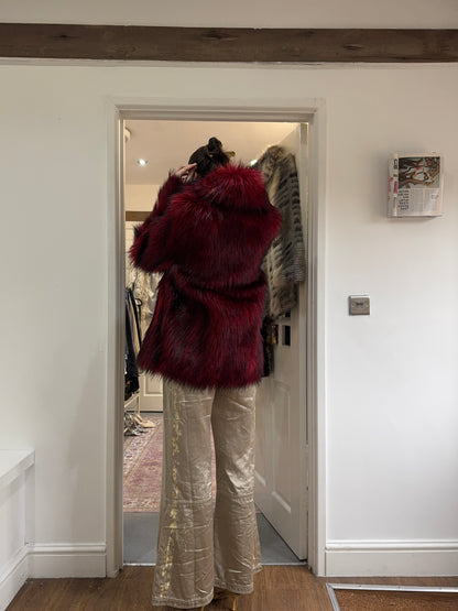 Vintage Topshop 00’s burgundy fur coat