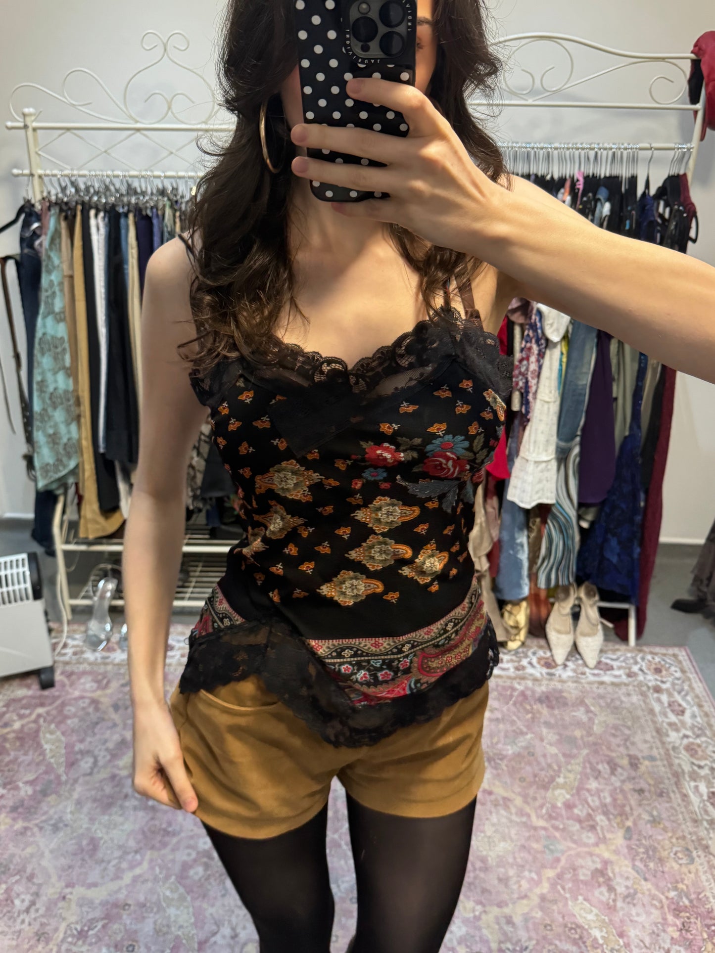 Vintage floral lace trim 00’s cami
