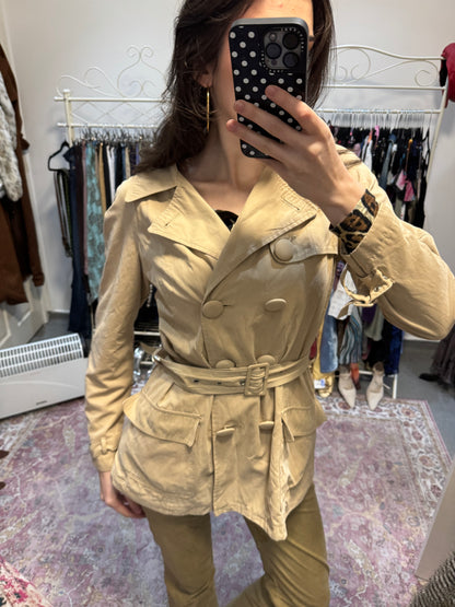 Vintage per Una button up trench coat