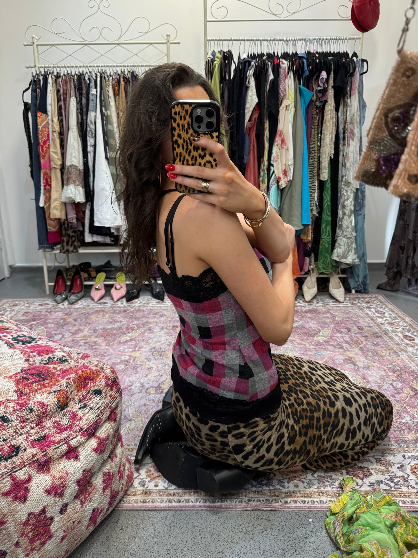 Vintage 00’s checkered lace trim cami