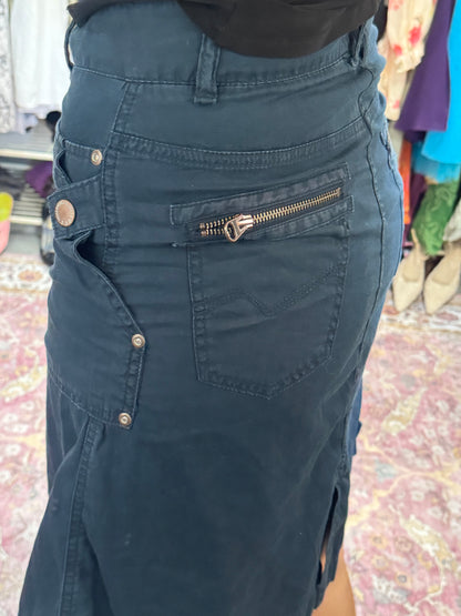 Vintage 00’s utility zip detailed midi skirt
