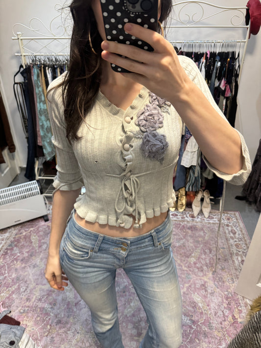 Vintage 00’s many & many corsage detailed cardigan