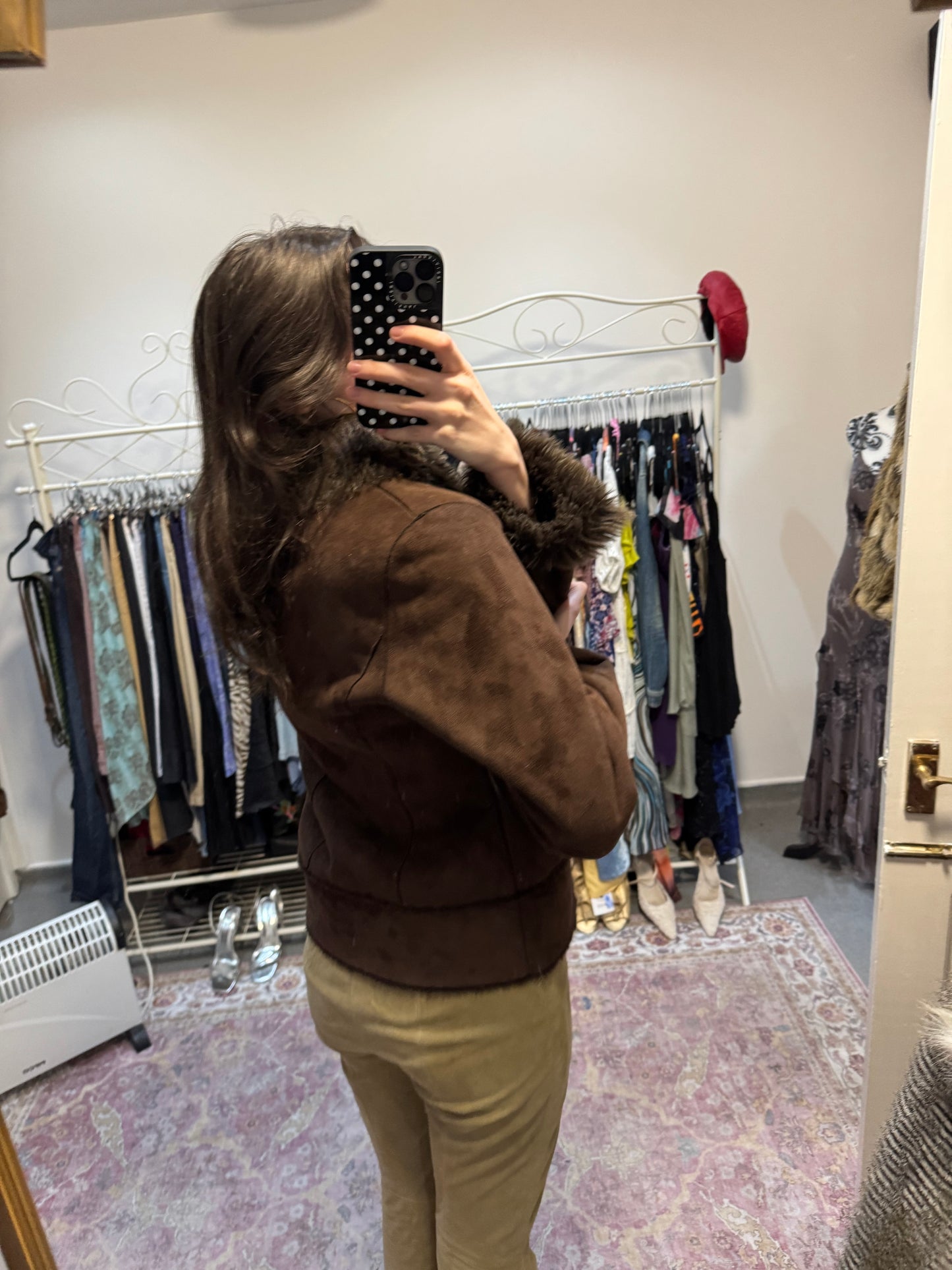 Vintage papaya faux fur coat