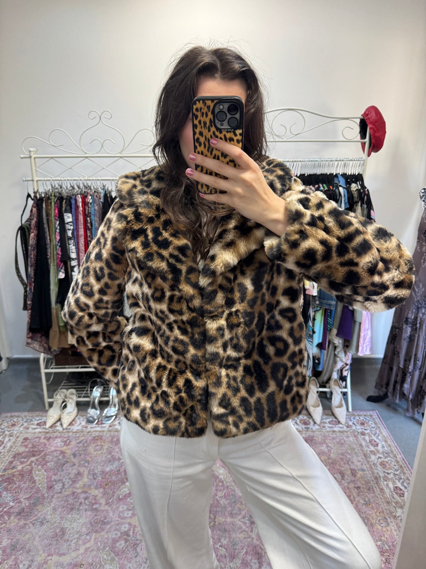 Newlook leopard print fur coat