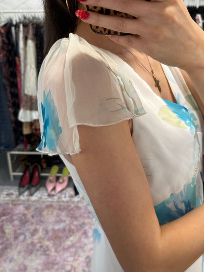 Vintage floral floaty midi dress