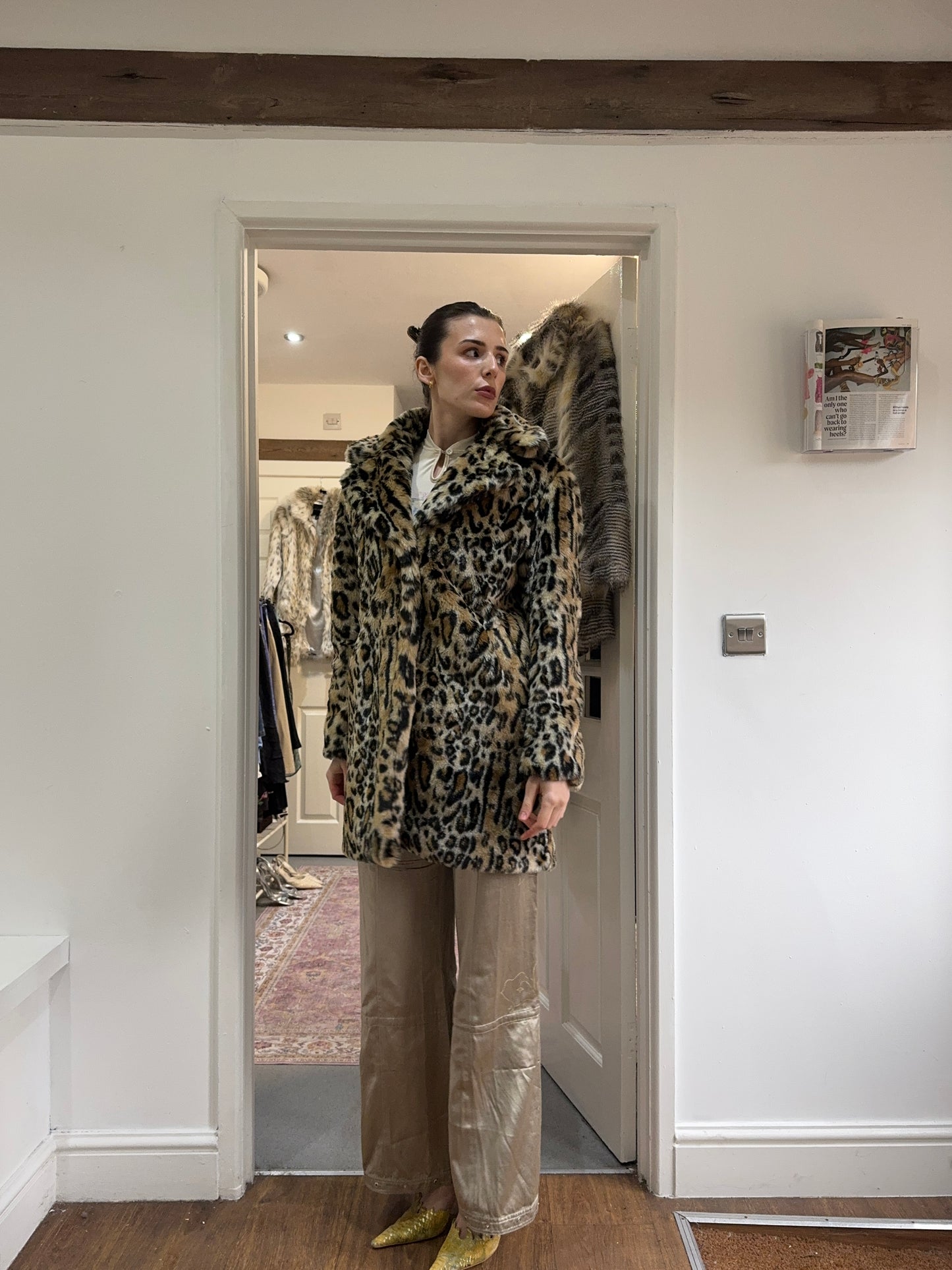 leopard print fur coat