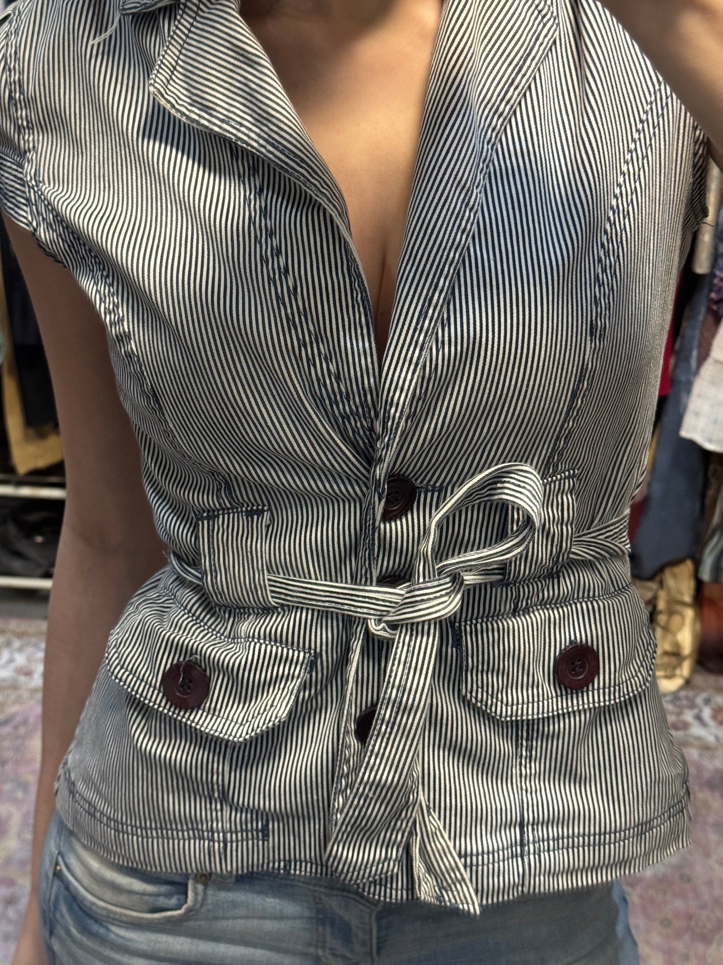 Vintage BAY denim striped top