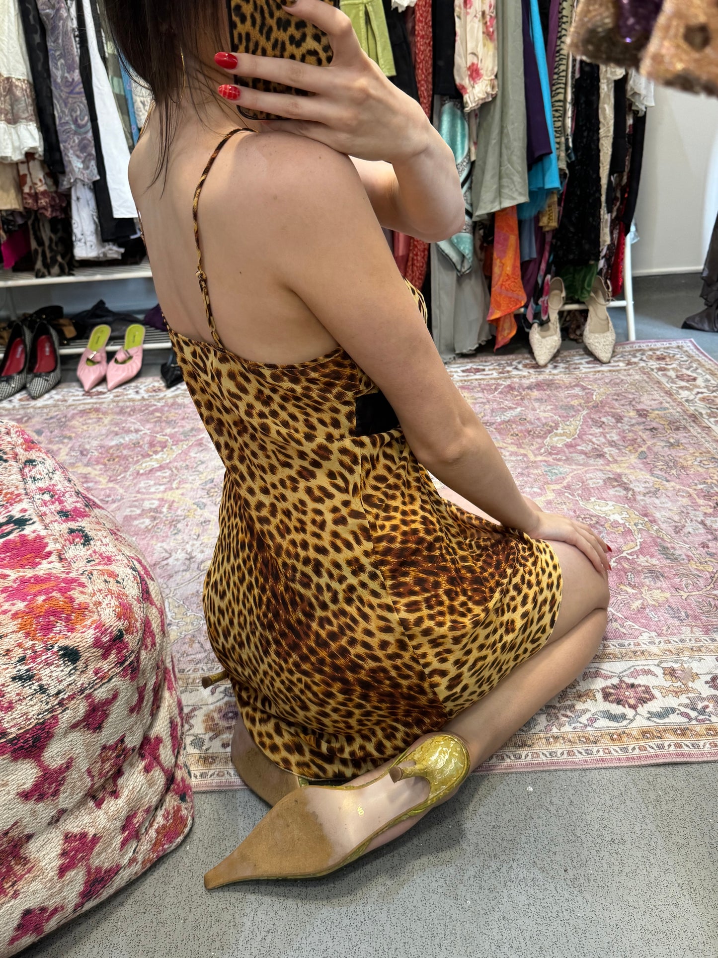 Vintage 00’s leopard print slip mini dress
