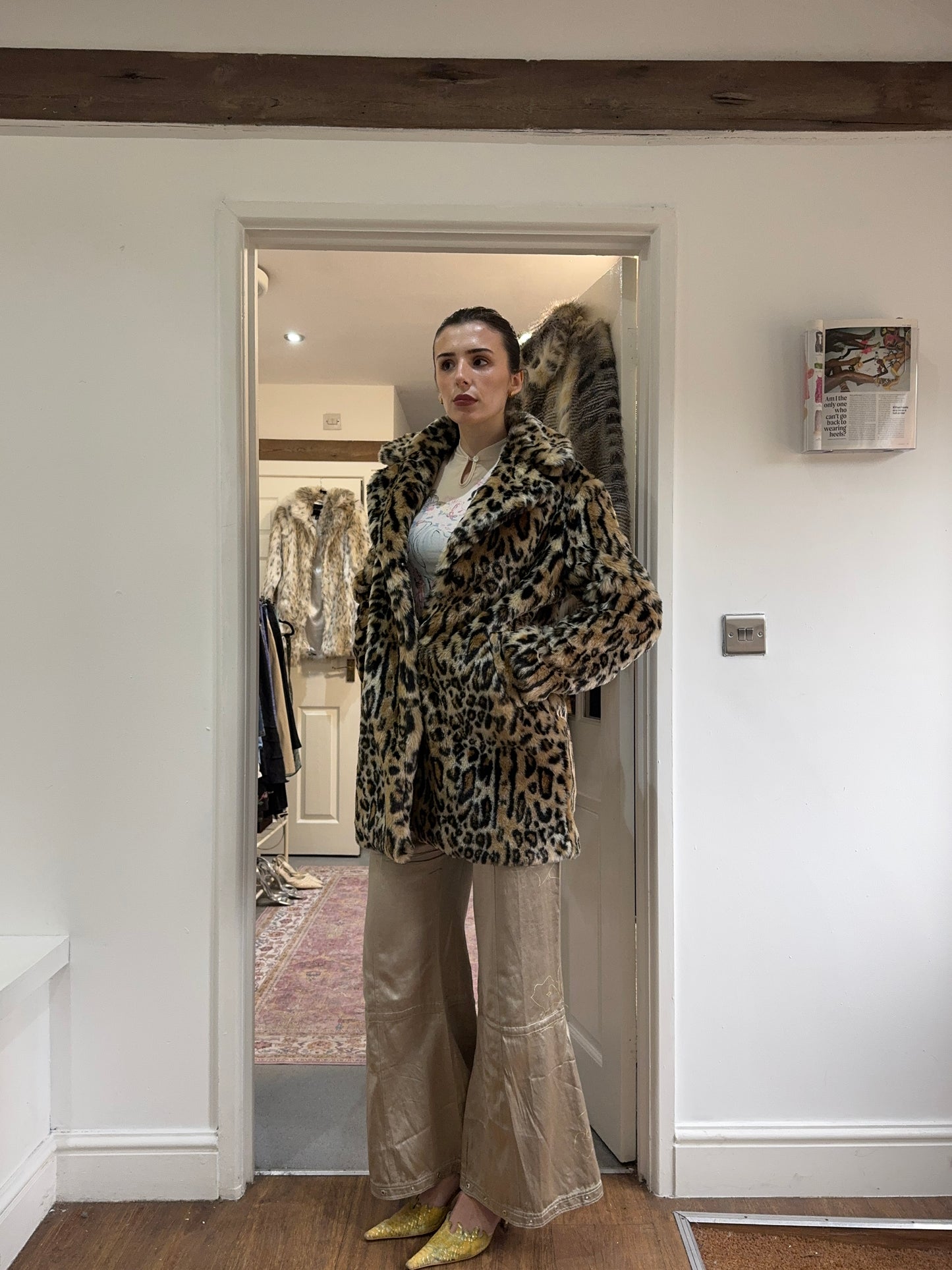 leopard print fur coat